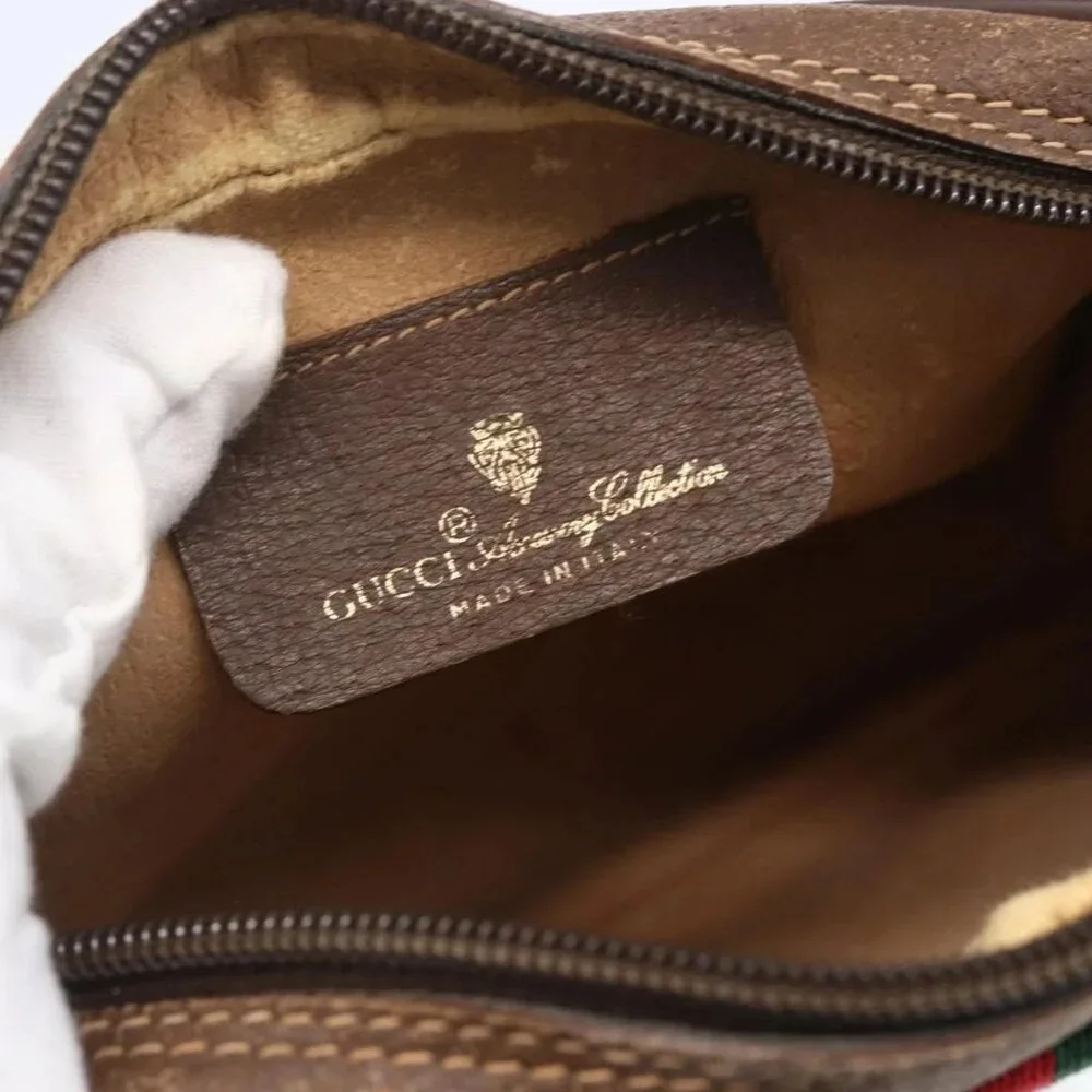 GUCCI GG Supreme Web Sherry Line Bag PVC Beige Gold - Picture 10 of 16